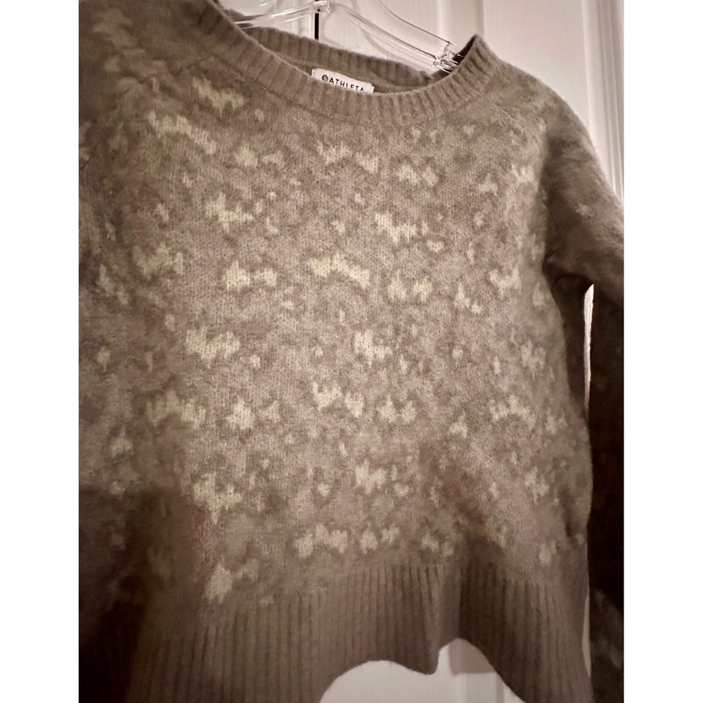 Athleta Merino Wool Blend Brown Patterned Crew Neck Sweater Womens XS - Picture 7 of 11